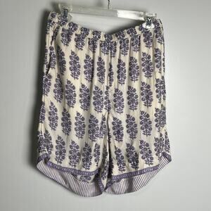 J.Crew Purple Floral Block Print Viscose Sleep Lounge Shorts Women's M
